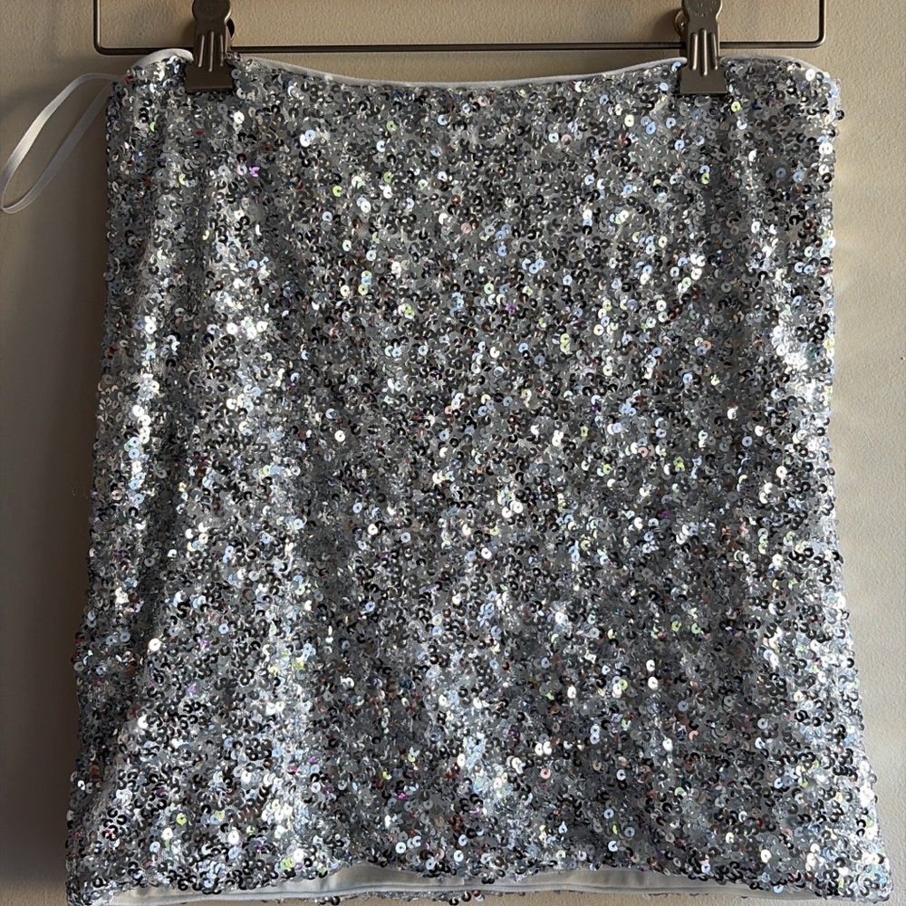 SHEIN Glittering Silver Mini Skirt